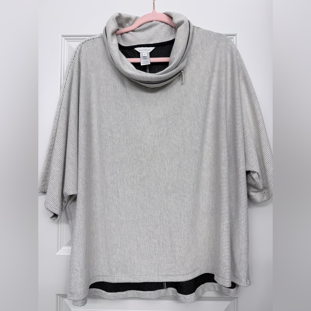 Multiples Heather Gray Cowl Neck